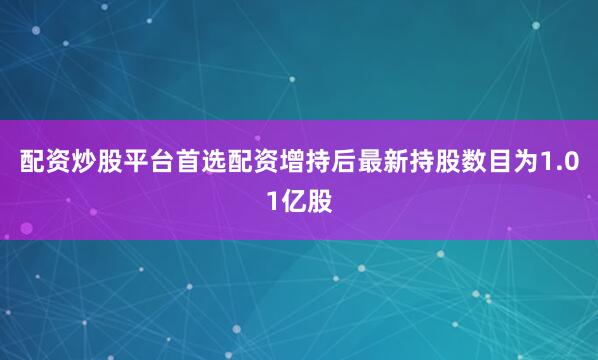 配资炒股平台首选配资增持后最新持股数目为1.01亿股